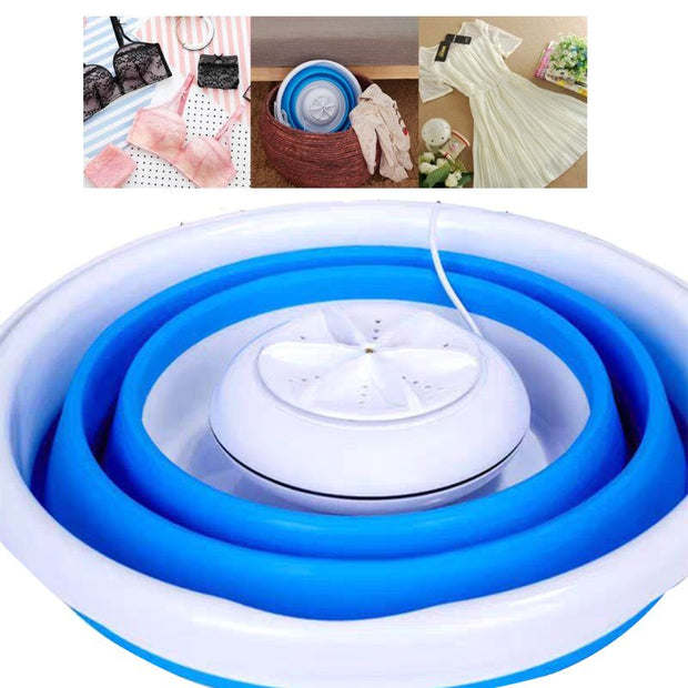 Foldable Mini Washing Machine Rotating Ultrasonic Turbines Washer USB Charging