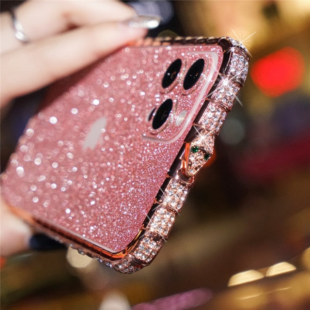 Rhinestone Metal Bumper Phone Cover For iPhone