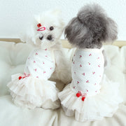 Cute Cherry Dog Dress Summer Cat Clothes Puppy Clothing Tutu White Color Dog Dresses Yorkshire Pomeranian BIchon Costume Outfit