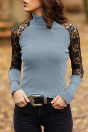 Lace Turtleneck Pullover