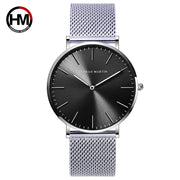 HANNAH MARTIN Watches Luxury Brand Simple Quartz Watch Stainless Steel Mesh Band