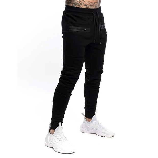 New Mens Jogger Zip pocket Sweatpants Man Gyms Workout Fitness Cotton Trousers Male Casual Fashion Skinny Track Pants Winter