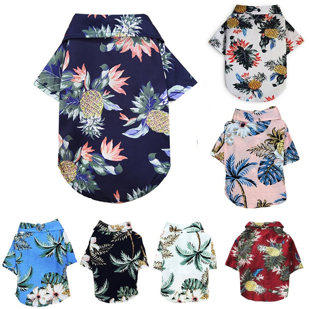 Summer Pet Printed Clothes For Dogs Floral Beach Shirt