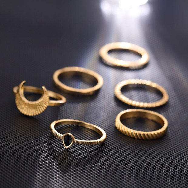 Moon Geometric Joint Rings Set