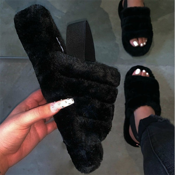 Factory Directly Women Spring autumn sponge cake cotton slippers Fashion Wild Outdoor Women's Suede Back Strap Cotton Slippers