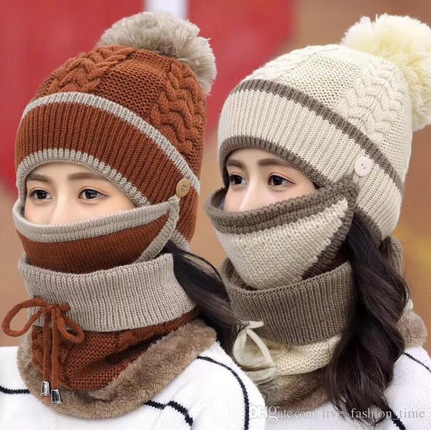 Beanie Hat with Scarf and Mask