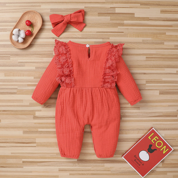 Tie dye Print Jumpsuit Newborn Infant Baby Girl Cotton Linen Romper Lace Bow One Piece Jumpsuit Clothes baby girl winter clothes