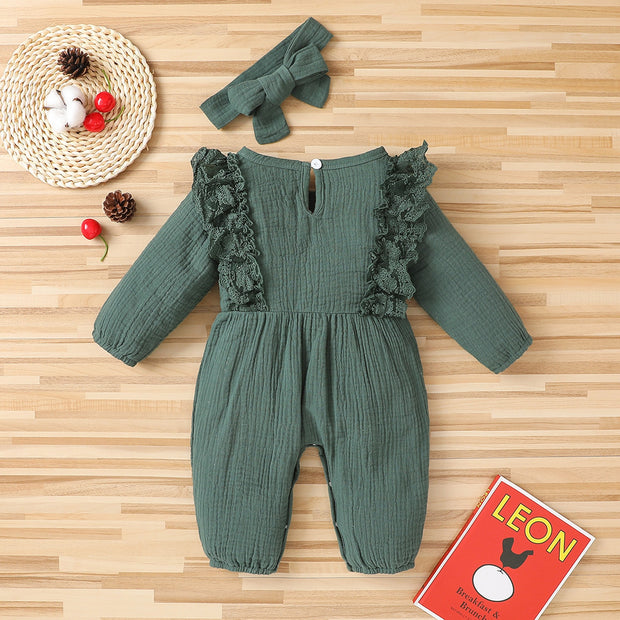 Tie dye Print Jumpsuit Newborn Infant Baby Girl Cotton Linen Romper Lace Bow One Piece Jumpsuit Clothes baby girl winter clothes