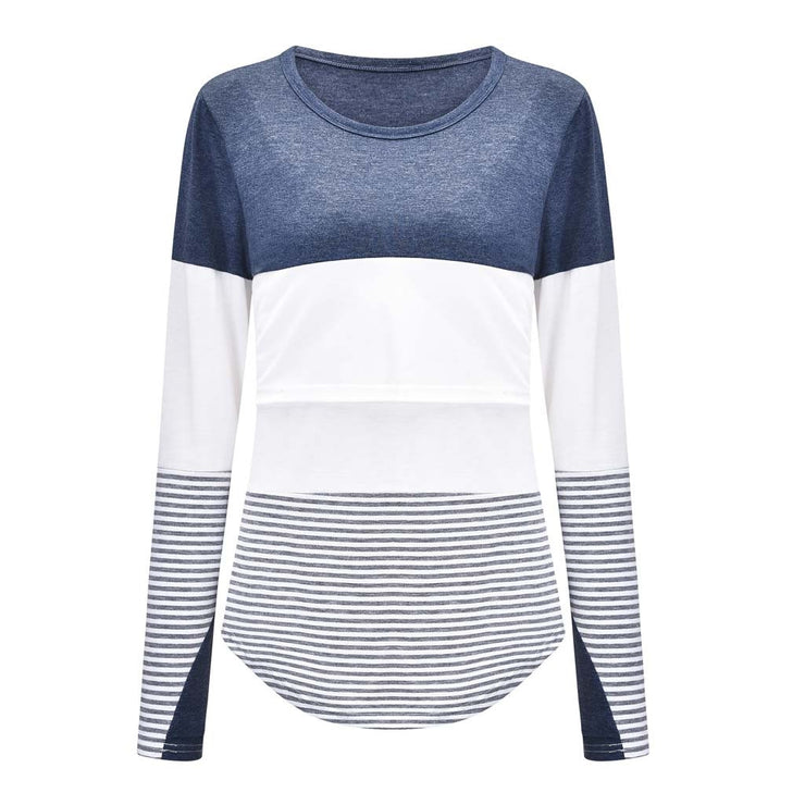 Maternity Clothes Long Sleeve Striped O-neck Nursing Maternity Tops Pregnancy Shirt For Breastfeeding Ropa Premama Embarazadas