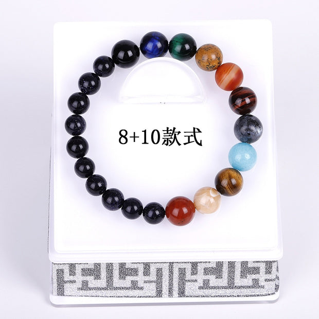 Galaxy Solar System Universe Nine Planets Natural Stone Bracelet