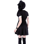 Collar Crescent Print Goth Pleated Mini Dress