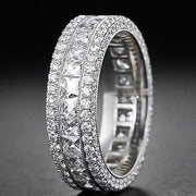 Classic Diamond Created Eternity Princess Cut Ring in 18K White Gold Plated