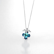 Wings of Angel Blue Topaz Sterling Silver Necklace with  Crystals