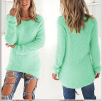 Women Loose Long Sleeve Solid Warm Pullovers