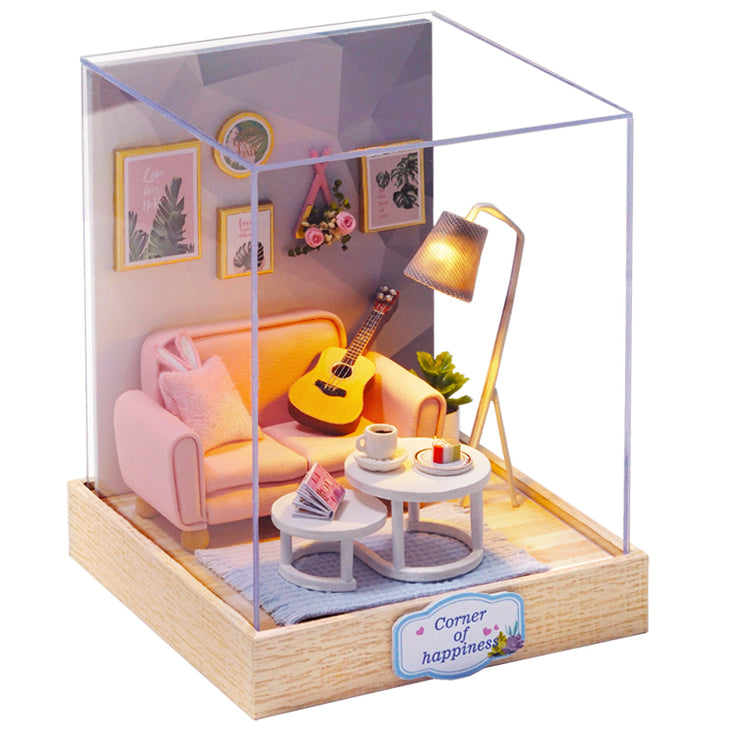 DIY Dollhouse Furniture Miniature Wooden Miniaturas Doll House Box Theatr Toys for Children Birthday Gifts Casa Seed World QT25