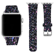 Leather Band for Apple Watch Series 6 SE 5/4/3 38mm 40mm 42mm 44mm Bling Strap for Iwatch Wrist  Bracelet Bright Shine Strap