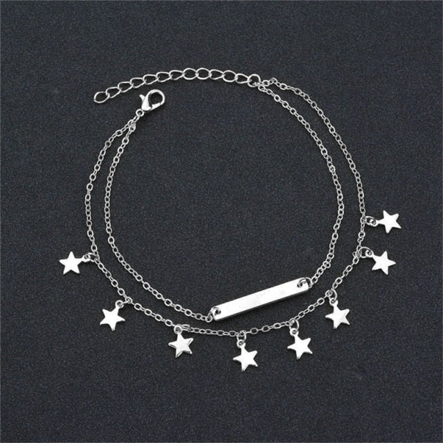 Boho Style Star Anklet Fashion Multilayer Foot Chain