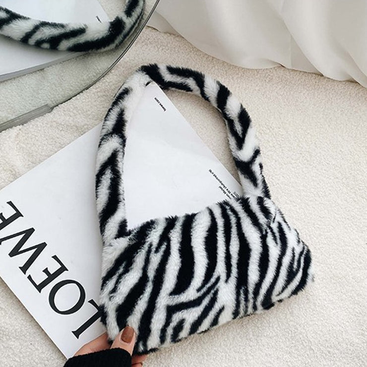 Winter Zebra Pattern Shoulder Underarm Bag