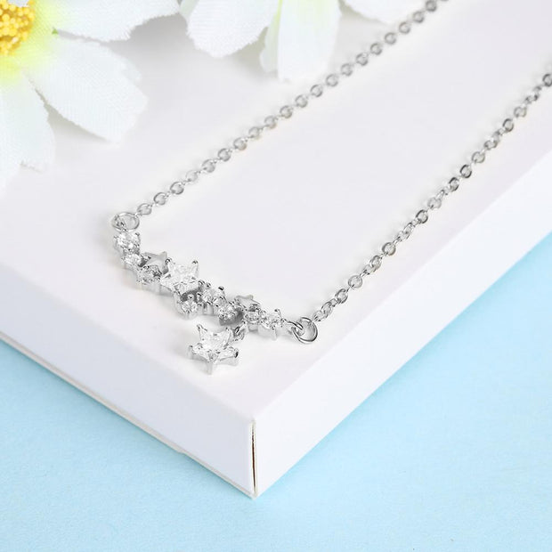 Sterling Silver Necklace with  Crystals