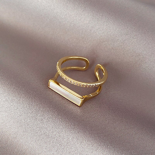 Double Shell Gold Open Rings