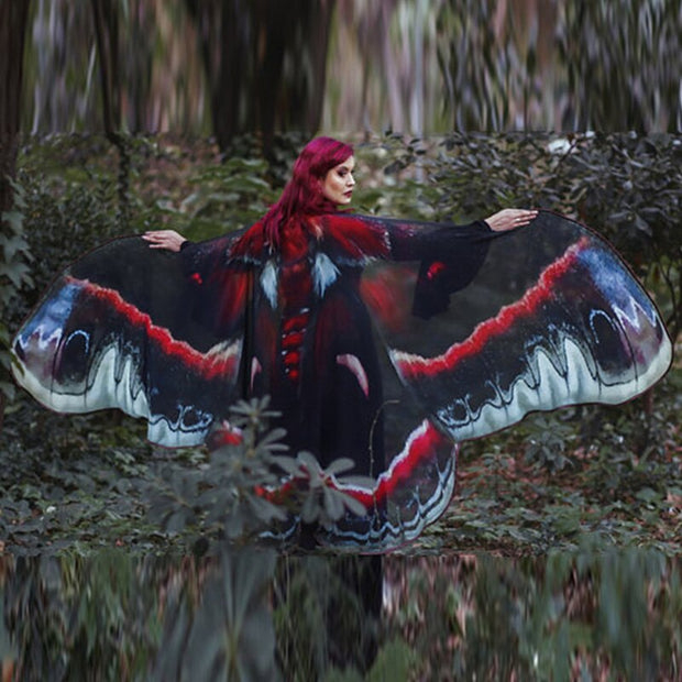 Women Butterfly Wings Pashmina Shawl Scarf Nymph Pixie Poncho Costume