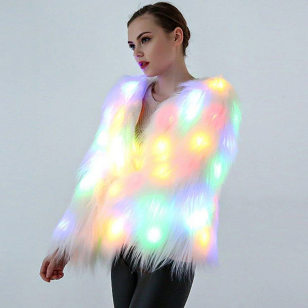 Faux Fur Coat  With LED