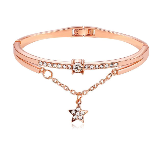 Star Drop With Austrian Crystals 18K Rose Gold Plated Bracelet in 18K Rose Gold Plated ITALY Made