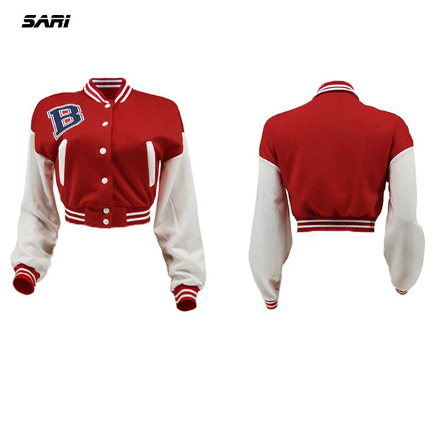 Fall Jackets For Women Short Patchwork  Baseball  Coat Stand Collar Single Varsity Bomber Jacket