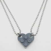 Couples Brick Heart Pendant Shaped Necklace for Friendship 2 Two Piece Jewelry Made with  Lego Elements Valentine's Day Gift