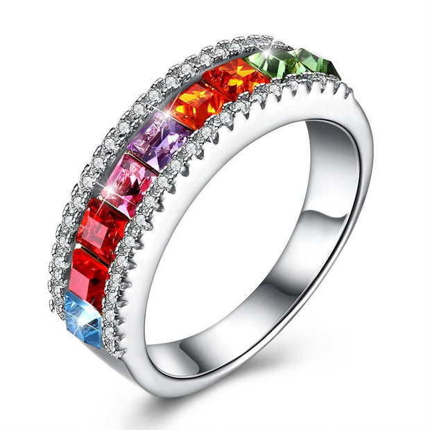 Rainbow Sterling Silver Ring