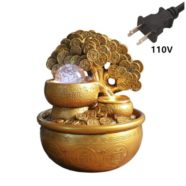 Gold Money Water Fountain Ornaments Feng Shui