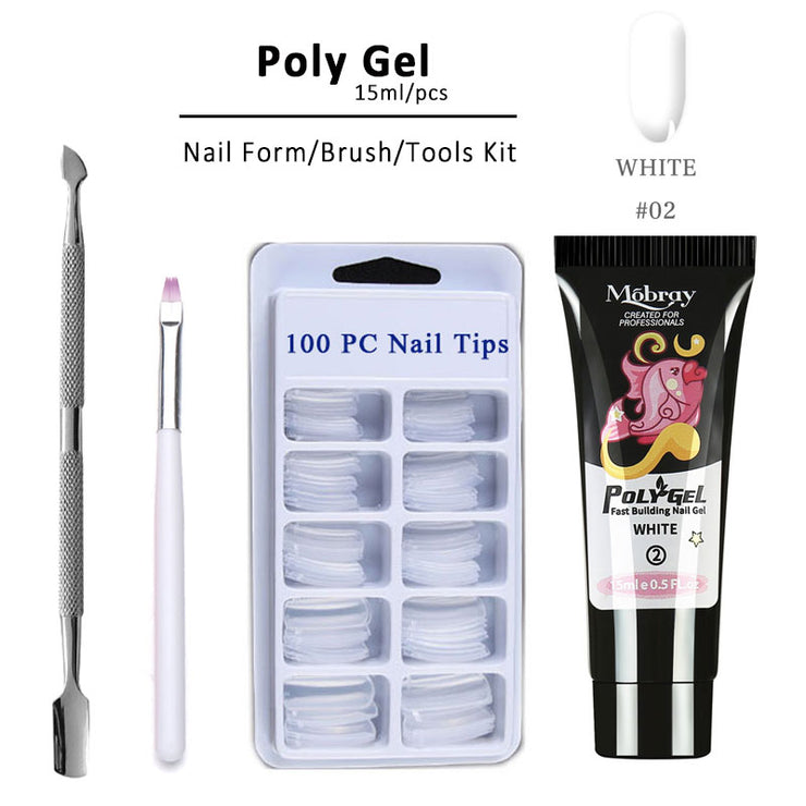 Poly Gel LED Clear UV Gel Varnish Nail Polish Art Kit