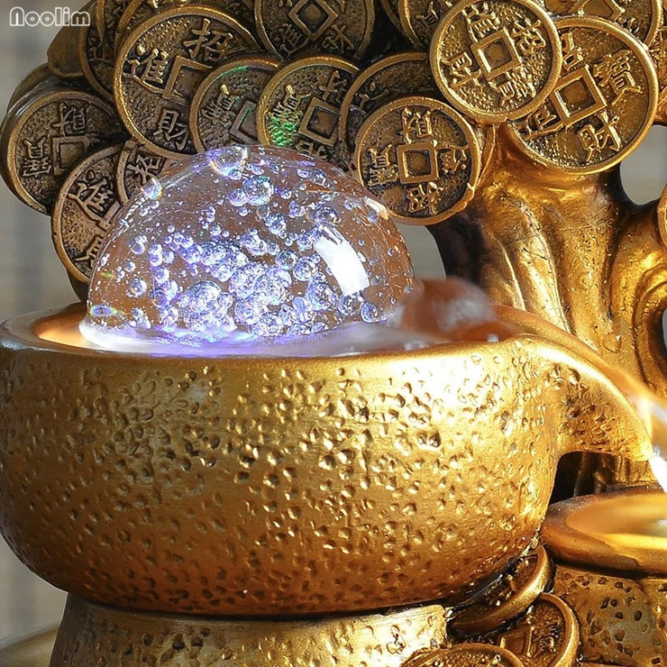 Gold Money Water Fountain Ornaments Feng Shui