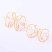 2019 Korean Fashion Jewelry Gold Color Alloy Face Dangle Earrings