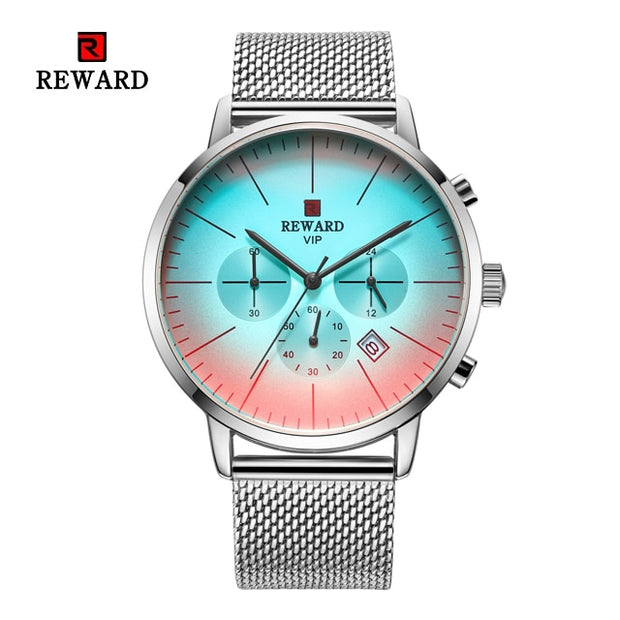 New Fashion Color Bright Glass Watch Men Top Luxury Brand Chronograph