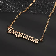 Twelve Constellation Retro Zodiac English Letter Alphabet Necklaces For Women