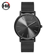 HANNAH MARTIN Watches Luxury Brand Simple Quartz Watch Stainless Steel Mesh Band