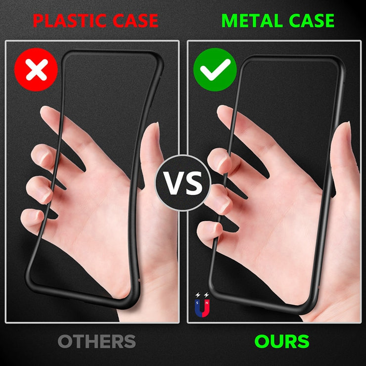 Magnetic Tempered Glass Privacy Metal Phone Case