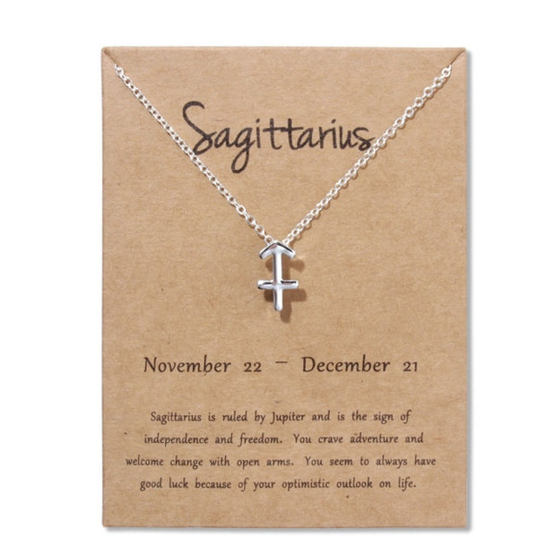 Gold Zodiac Pendant Necklace For Women