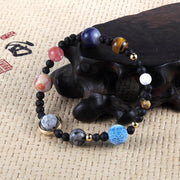 Galaxy Solar System Universe Nine Planets Natural Stone Bracelet