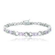 10.00 Ct Genuine Amethyst Infinity Bracelet embellished With Crystals In 18k White Gold Filled