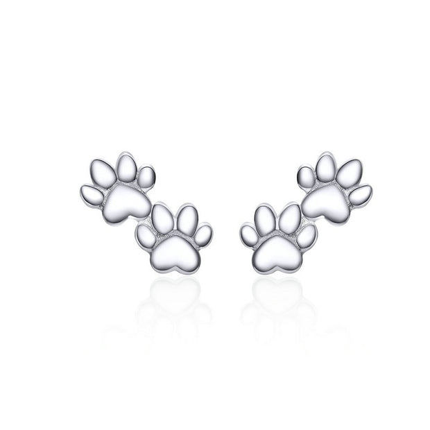 Sterling Silver Paw Stud Earrings