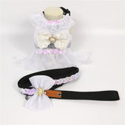 Princess Dog Dresses for Small Dogs Yorkshire Chihuahua Summer Dog Dress Harness and Leash Set Lace Pet Costume Accessories