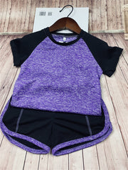 Kids Fitness T-shirt Gym Shorts Sports Women Girl Running Tops Tee Jogging Suits Children Training Yoga Set Tracksuit Sportswear