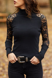 Lace Turtleneck Pullover