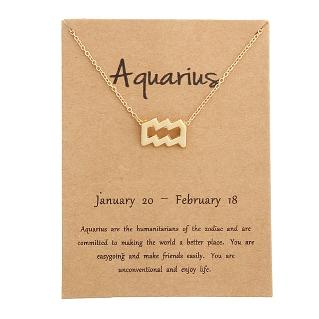 Gold Zodiac Pendant Necklace For Women