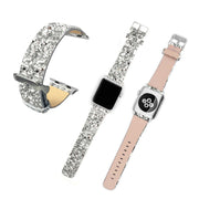 Leather Band for Apple Watch Series 6 SE 5/4/3 38mm 40mm 42mm 44mm Bling Strap for Iwatch Wrist  Bracelet Bright Shine Strap