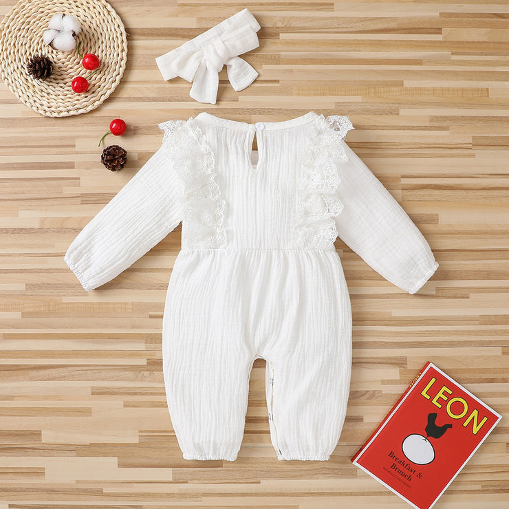 Tie dye Print Jumpsuit Newborn Infant Baby Girl Cotton Linen Romper Lace Bow One Piece Jumpsuit Clothes baby girl winter clothes