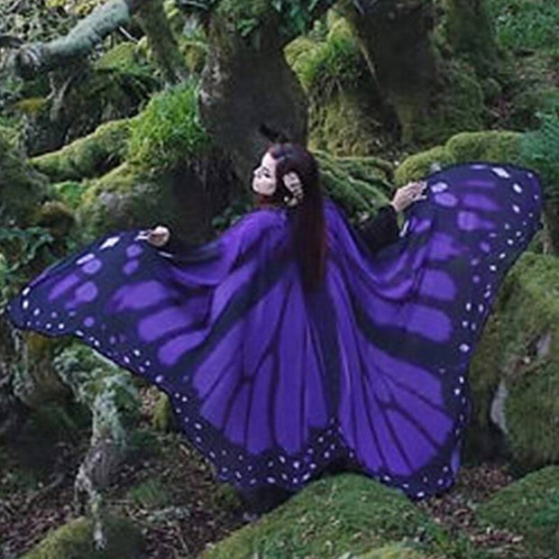 Women Butterfly Wings Pashmina Shawl Scarf Nymph Pixie Poncho Costume