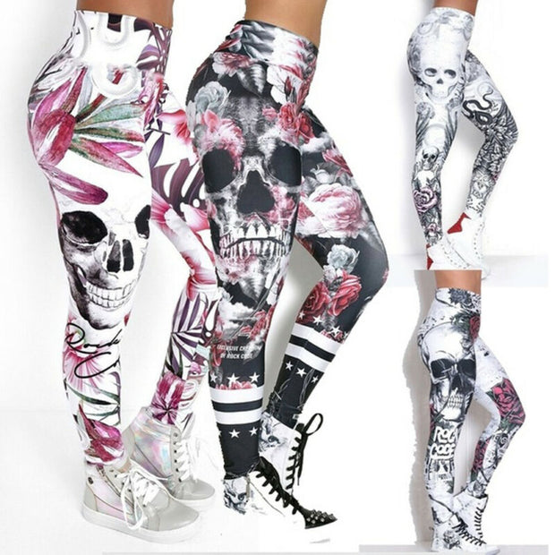 Skull Head 3D Printed Camouflage Leggings